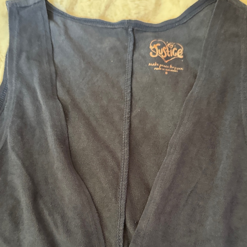 Justice Dark Blue Fringe Tank Vest Top - Picture 2 of 3